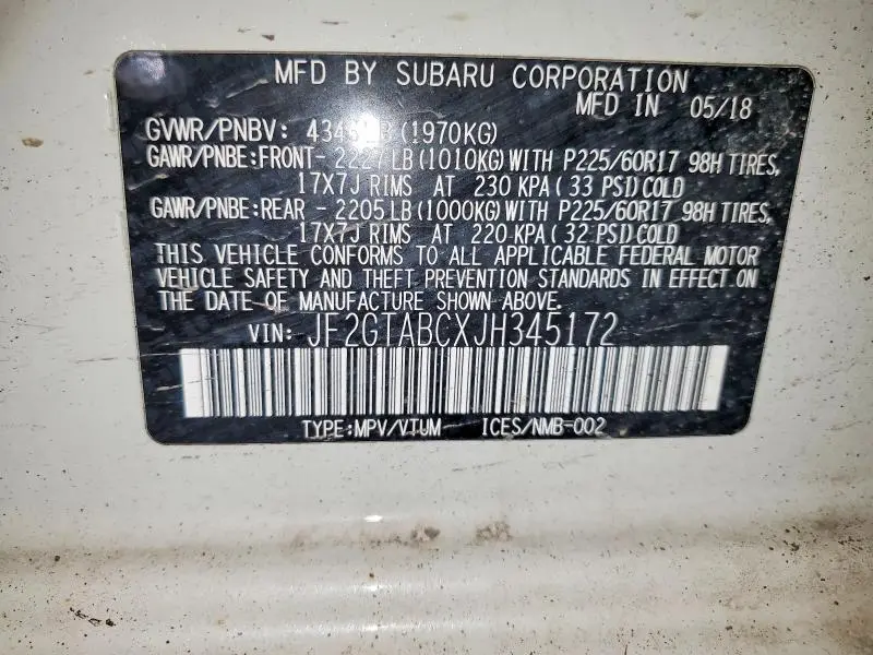 2018 SUBARU CROSSTREK PREMIUM  