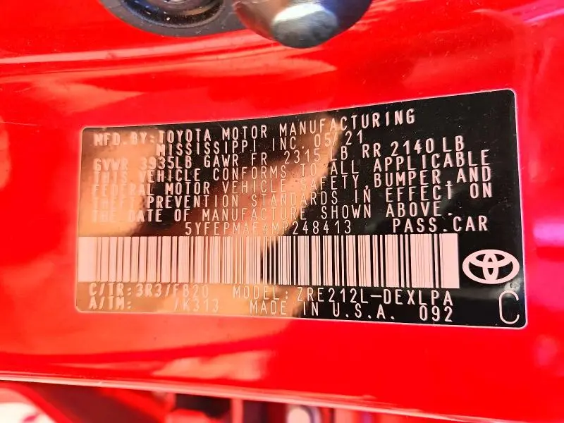 2021 TOYOTA COROLLA LE  