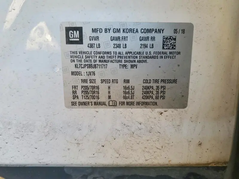 2018 CHEVROLET TRAX 1LT  