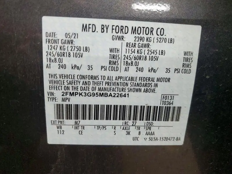2021 FORD EDGE SE  