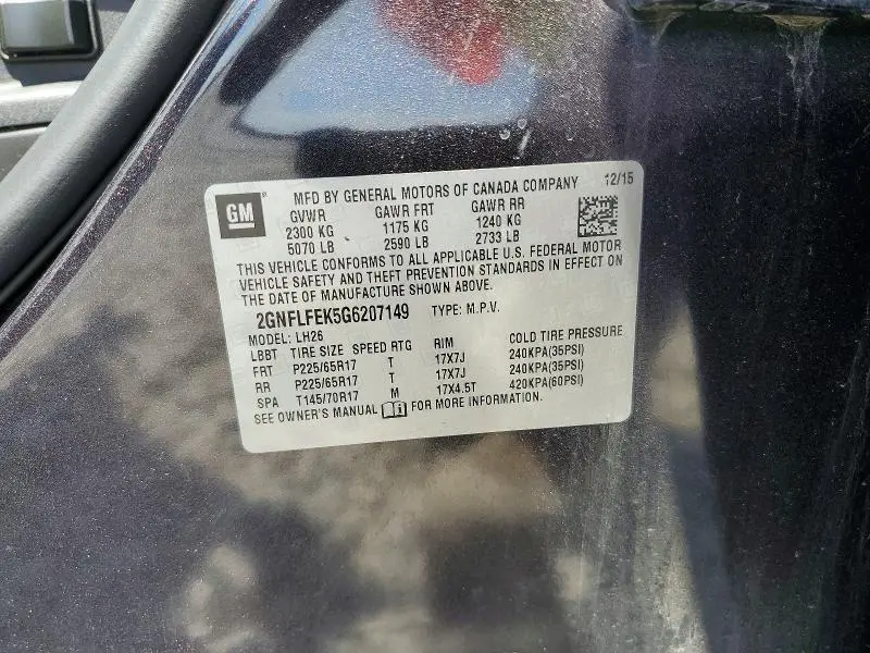 2016 CHEVROLET EQUINOX LT  