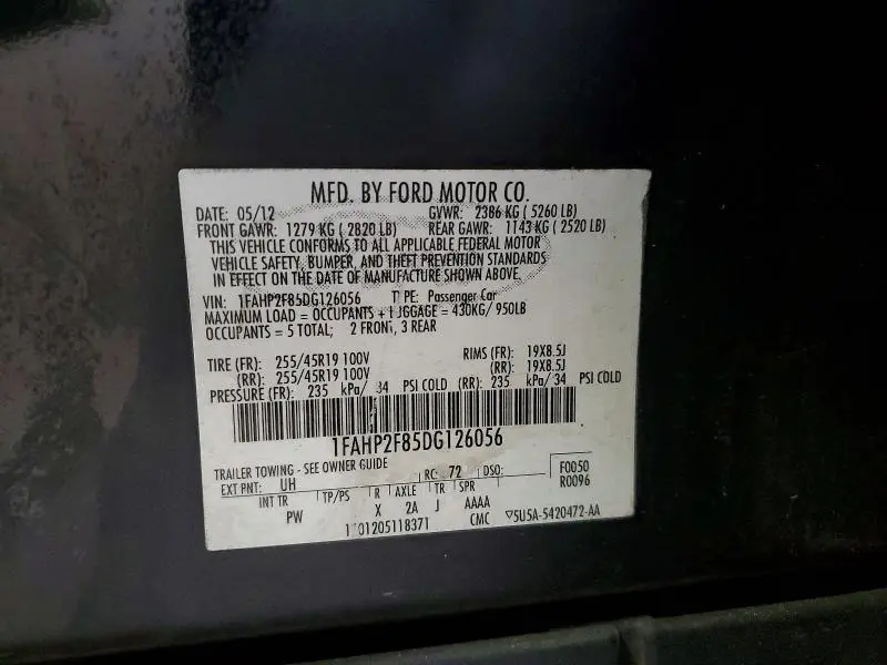 2013 FORD TAURUS LIMITED  