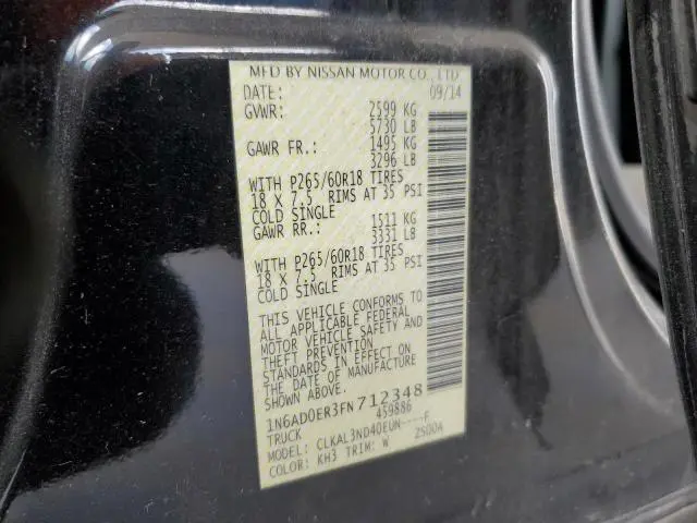2015 NISSAN FRONTIER S  