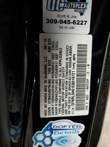 2014 HONDA ODYSSEY EXL  