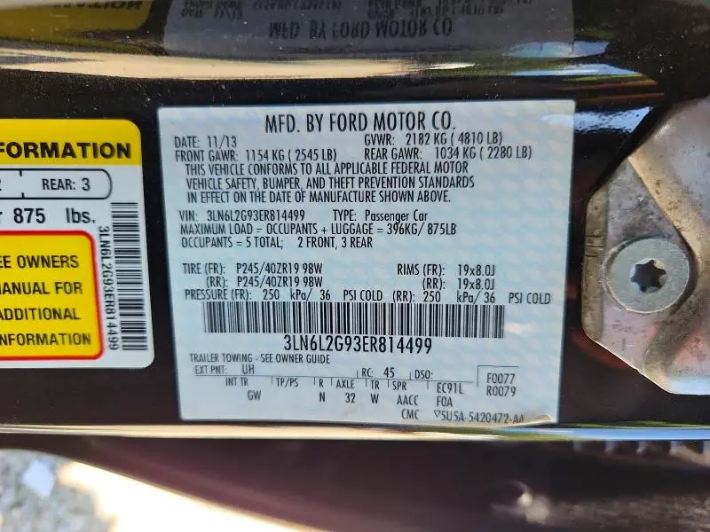 2014 LINCOLN MKZ   