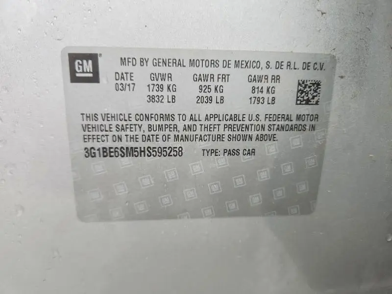 2017 CHEVROLET CRUZE LT  