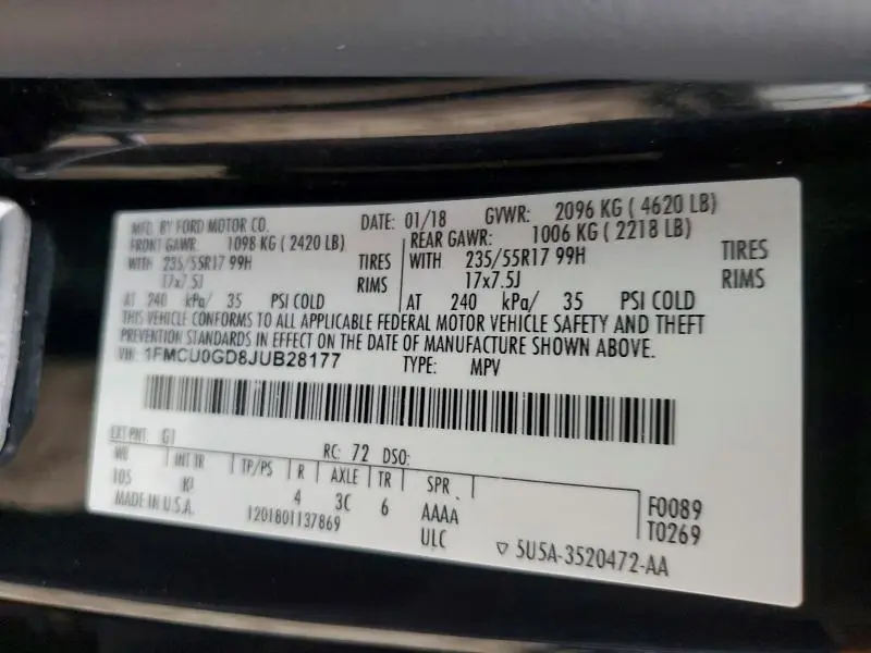 2018 FORD ESCAPE SE  