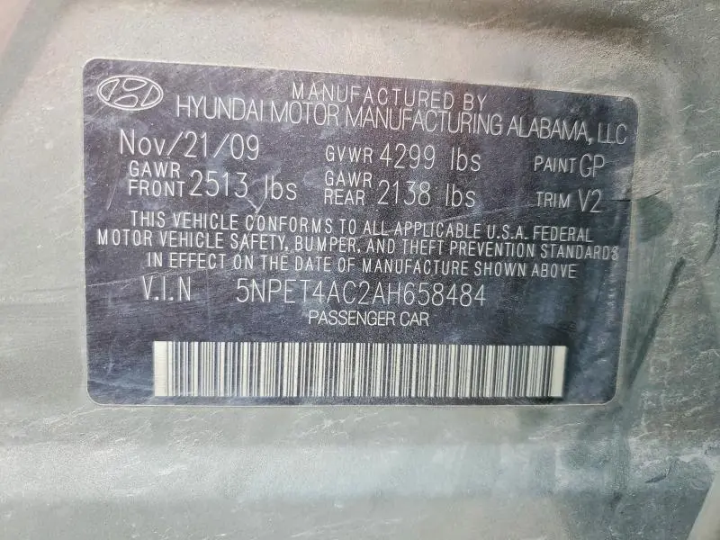 2010 HYUNDAI SONATA GLS  