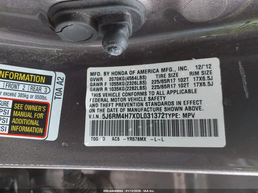 2013 HONDA CR-V EX-L