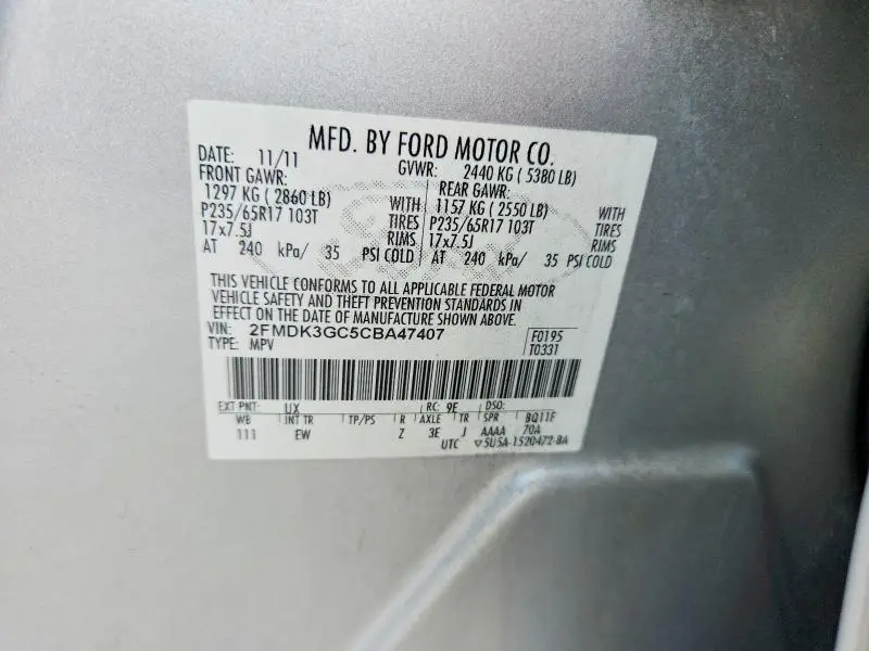 2012 FORD EDGE SE  