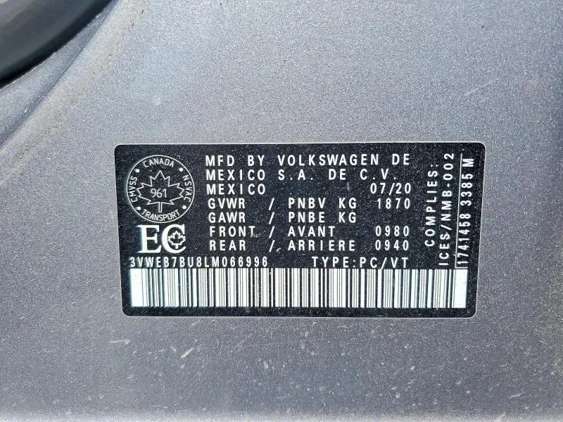 2020 VOLKSWAGEN JETTA SEL  