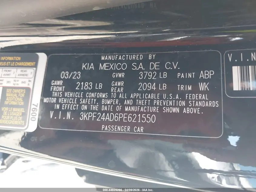 2023 KIA FORTE LX