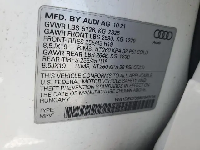 2022 AUDI Q3 PREMIUM S LINE 45  