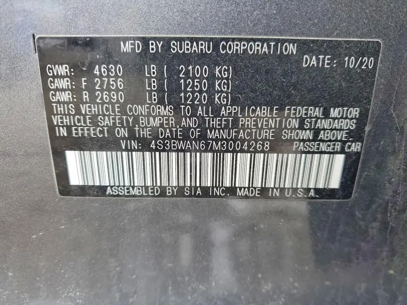 2021 SUBARU LEGACY LIMITED  