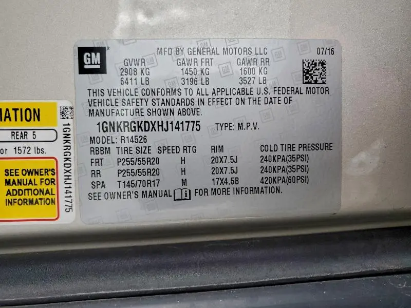 2017 CHEVROLET TRAVERSE LT  