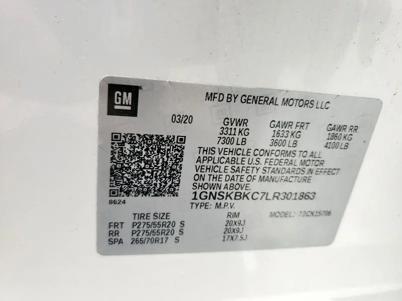 2020 CHEVROLET TAHOE K1500 LT  