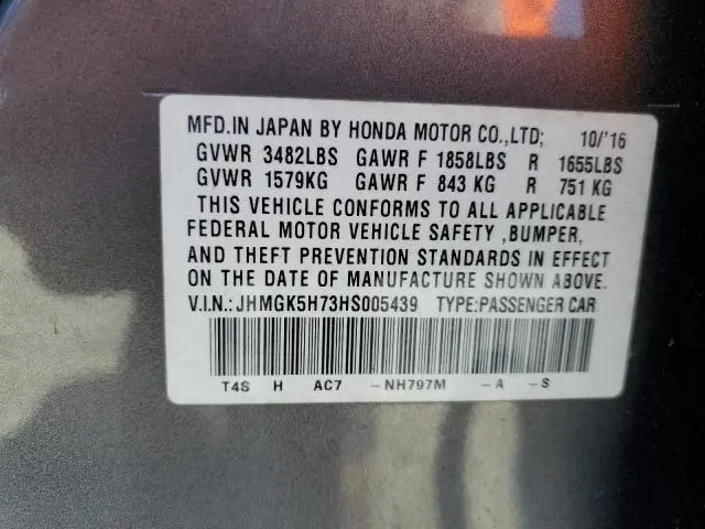 2017 HONDA FIT EX  