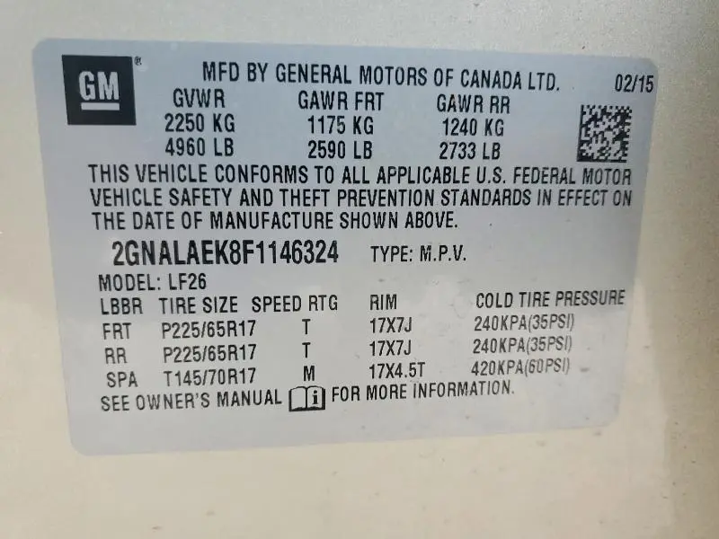 2015 CHEVROLET EQUINOX LS  