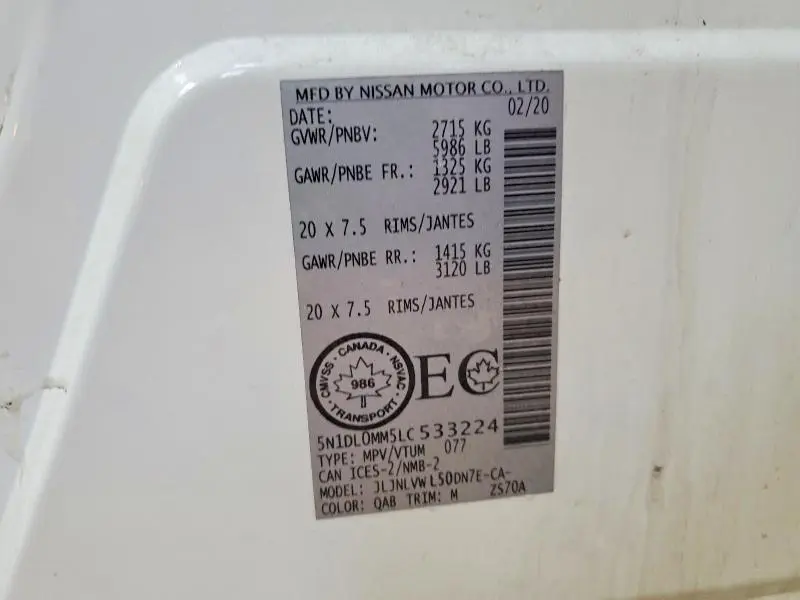 2020 INFINITI QX60 PURE  