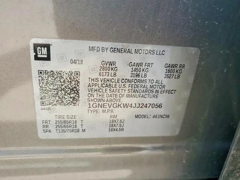 2018 CHEVROLET TRAVERSE LT  