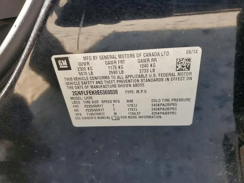 2014 CHEVROLET EQUINOX LT  