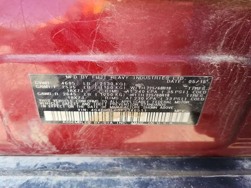 2015 SUBARU OUTBACK 2.5I LIMITED  