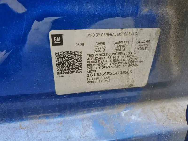 2020 CHEVROLET SONIC LT  