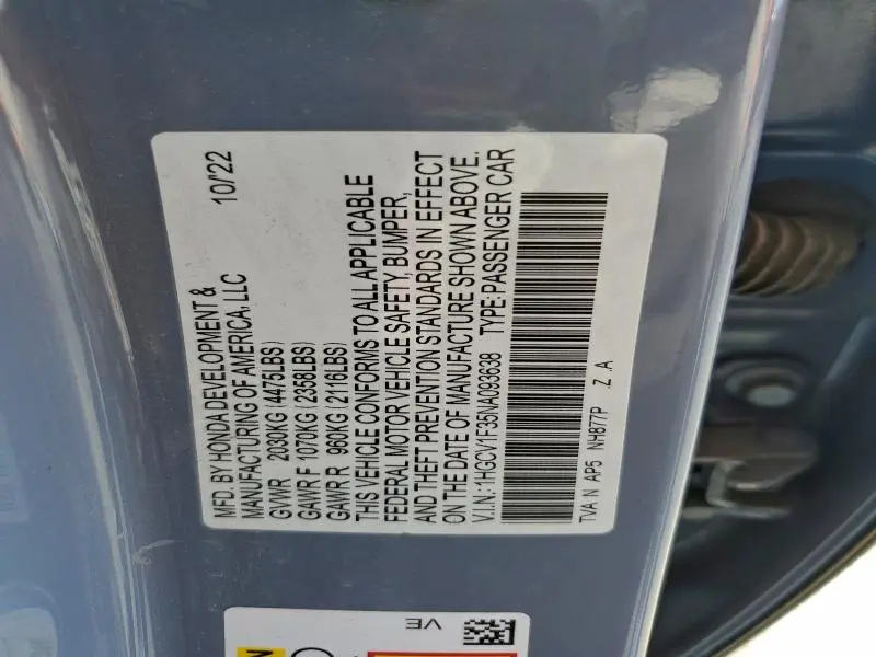 2022 HONDA ACCORD SPORT  