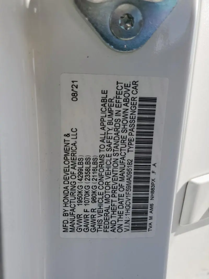 2021 HONDA ACCORD EXL  