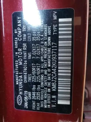 2019 HYUNDAI TUCSON SE  