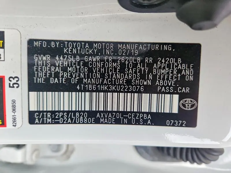 2019 TOYOTA CAMRY XSE  