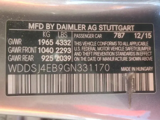 2016 MERCEDES-BENZ CLA 250  