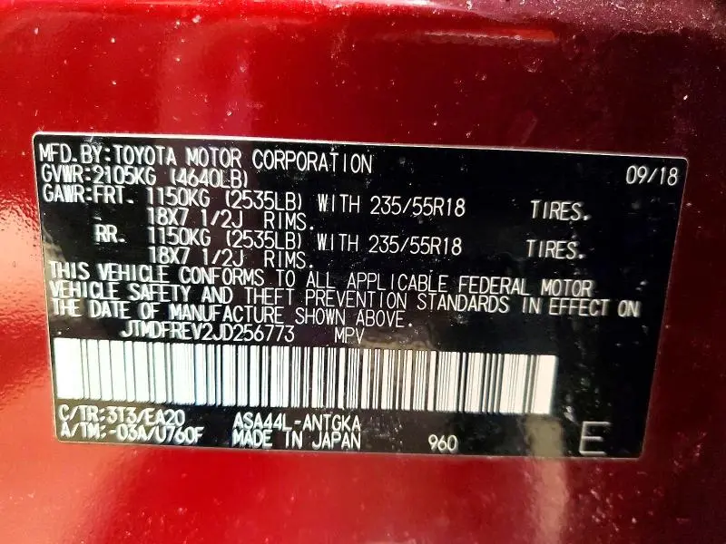 2018 TOYOTA RAV4 LIMITED  