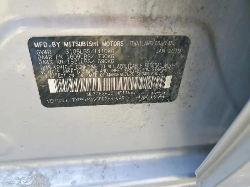 2019 MITSUBISHI MIRAGE G4 ES  