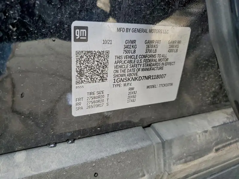 2022 CHEVROLET TAHOE K1500 LT  