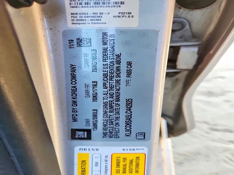 2020 CHEVROLET SPARK 1LT  