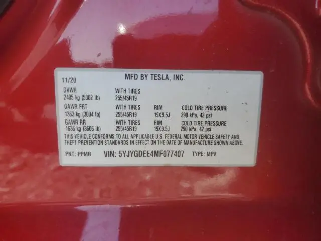 2021 TESLA MODEL Y   