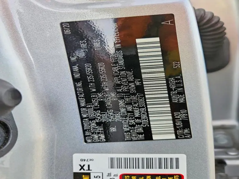 2020 TOYOTA HIGHLANDER HYBRID PLATINUM  