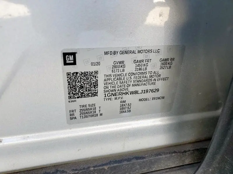 2020 CHEVROLET TRAVERSE LT  