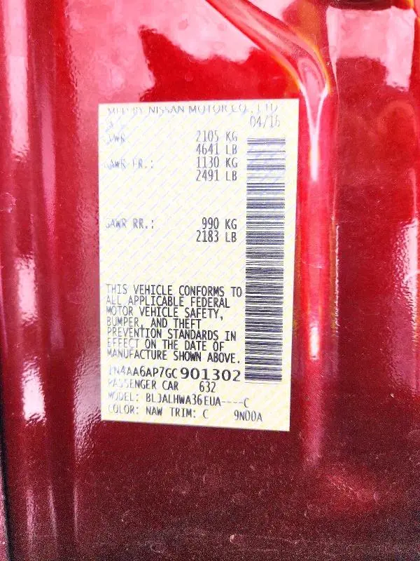 2016 NISSAN MAXIMA 3.5S  