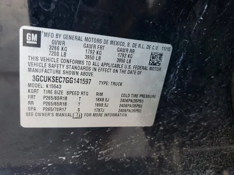 2016 CHEVROLET SILVERADO K1500 LTZ  