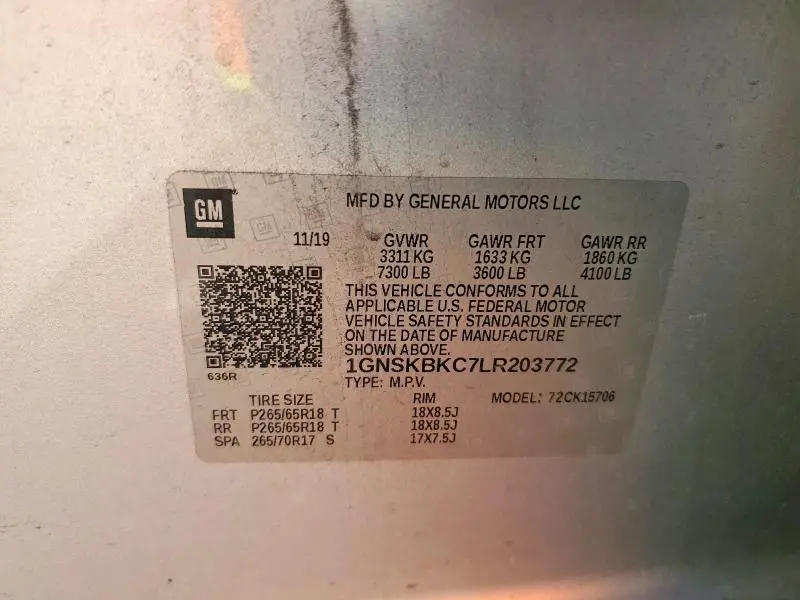 2020 CHEVROLET TAHOE K1500 LT  