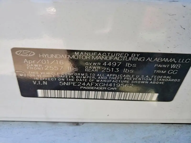 2016 HYUNDAI SONATA SE  