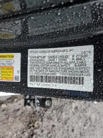 2018 HONDA ACCORD TOURING  