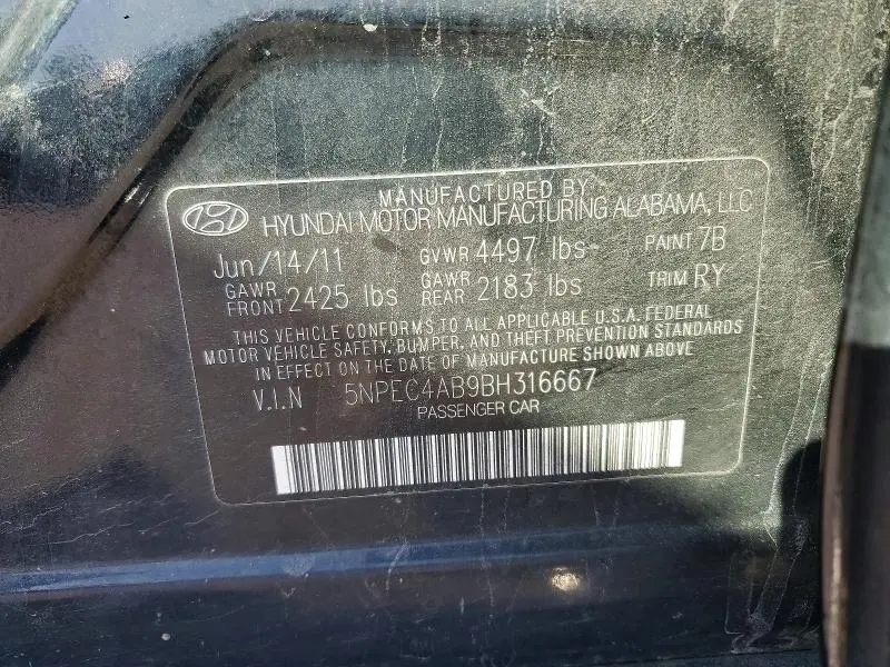 2011 HYUNDAI SONATA SE  