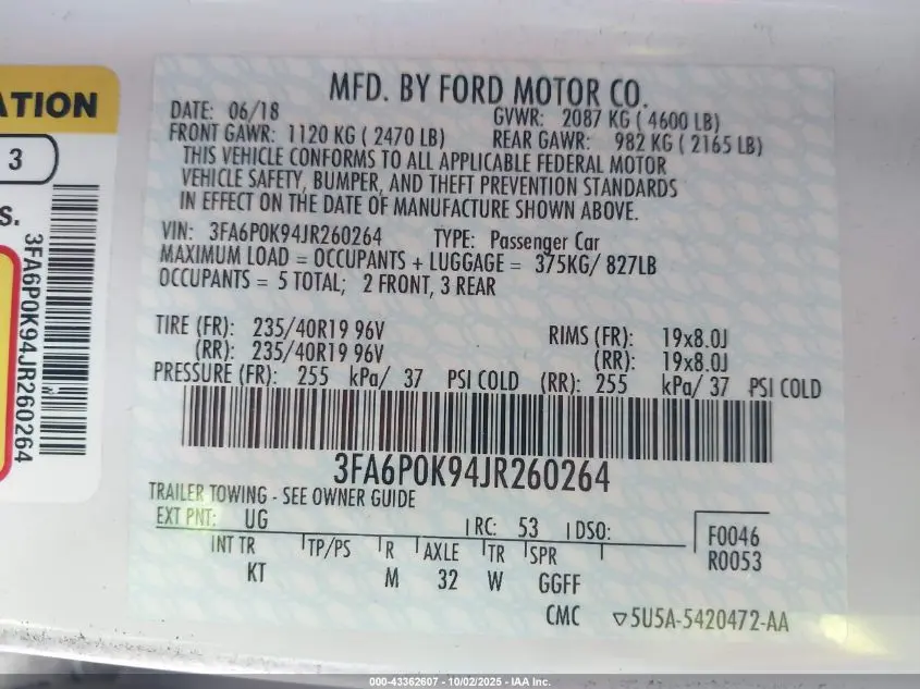 2018 FORD FUSION TITANIUM