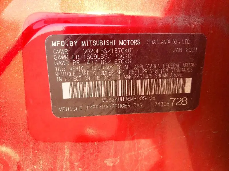 2021 MITSUBISHI MIRAGE ES  