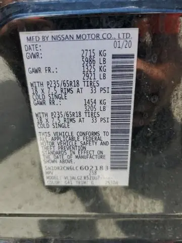 2020 NISSAN PATHFINDER SL  