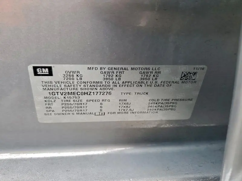 2017 GMC SIERRA K1500 SLE  