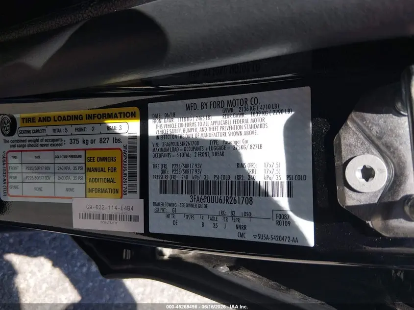 2018 FORD FUSION HYBRID S